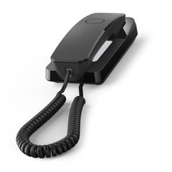 Gigaset Bureau 200 Téléphones filaires Gain de Place avec câble élastique 10 entrées de numérotation Rapide MFV ou sélecteur d'impulsion réglable Noir