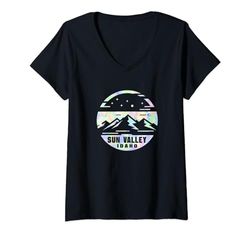 Mujer Diseño montañoso de Sun Valley, Idaho, Sun Valley ID Camiseta Cuello V