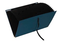 Exacompta - Ref 58603E - 1 Office by Me 18-Compartment Ribbon Folder - Black Recycled Card Interior - for A4 - Ribbon Closure with Gold Metal Corners to Reinforce The Cover - Duck Blue