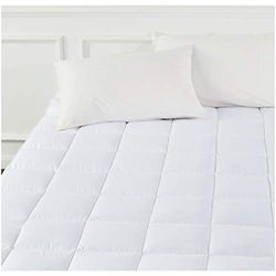 Amazon Basics Coprimaterasso morbido, imbottitura in microfibra e poliestere, con elastici, bianco, 160 cm x 200 x 30 cm