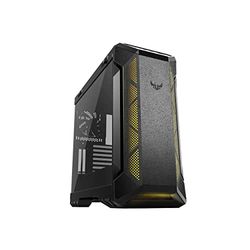 ASUS TUF Gaming GT501 Chassis Gaming EATX, painel metálico frontal, lateral de vidro, ventilador RGB de 120 mm, radiador de 140 mm, ventilador PWM, USB 3.1 Gen. 1, preto
