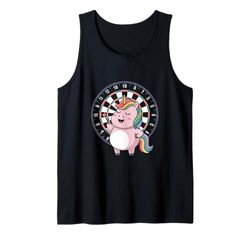 Unicorno Giocare Darts Gioco Giocatore Sportivo Canotta