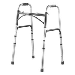 VEVOR Folding Walker, 2-Button Folding Walkers with 8-Level Adjustable Height and Durable Handles, Lightweight Aluminum Mobility Walker Aid for Elderly Handicapped Disabled, Up to 350 Pounds