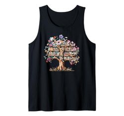 Reading Book Tree Flowers Books Lovers Book Floral Bookish Canotta