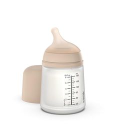 Suavinex, Biberón Anticólico Zero Zero, con Tetina de Flujo Lento (S) de Silicona, para Bebés +0 Meses y Recién Nacidos, Compatible con la Lactancia Materna, Leche Materna y de Fórmula, 180 ml, Light