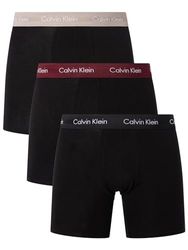 Calvin Klein Hombre Pack de 3 Bóxers Algodón con Stretch, B- Black, Tawny Port, Porpoise Wbs, XS