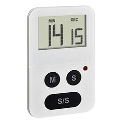 TFA Dostmann Digitale timer met stopwatch, eenvoudige tijdinstelling, grote knoppen, magnetisch, wit, (L) 50 x (B) 9 x (H) 80 mm