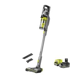 RYOBI - Aspirateur Balai BRUSHLESS sans-Fil 18 Volts - Se maintient Droit - 1 Batterie 4,0 Ah + Chargeur - Livré avec 1 Brosse motorisée, 1 tête de 26,5 cm, 1 suceur Plat - RSVS18BL-1C40G