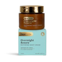 Face Facts Overnight Renew - Restoring Night Cream. Luminating blueberry and acia berry with aloe vera and anti-ageing centella asiatica, smooth, refine and glow. 50ml