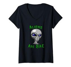 Donna Alien sono bae per il rapimento UFO di San Valentino Maglietta con Collo a V