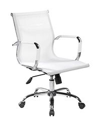 Dmora - Chaise de Bureau Kanaka, Chaise de Direction avec accoudoirs, Chaise de Bureau Ergonomique, Blanc, Cm 62x54h92/102