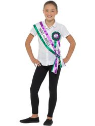 Smiffys Kit suffragetta vittoriana, Bianco e viola, con fascia e coccarda