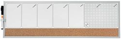 Nobo Piccola Lavagna / Agenda Settimanale Magnetica con Bacheca in Sughero Montabile su Parete / Frigorifero, Clip per Pennarello, Cancellabile a Secco, Cornice in Alluminio, 585 x 190 mm, Grigio