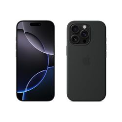 Apple iPhone 16 Pro (1 TB) - Zwart titanium + Siliconenhoesje met MagSafe - Zwart