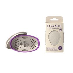Foamie Portasapone da viaggio beige e viola Travel Buddy - Porta sapone solido sostenibile 100% impermeabile - Porta saponetta da viaggio o portasapone doccia