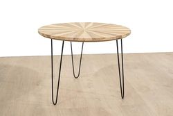 MESA REDONDA MADERA TEKA PATAS METAL