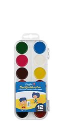 Läufer 87012 - Scatola di vernice in plastica, 12 colori brillanti, buona miscelazione, certificazione EN 71