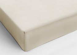 BIANCHERIAWEB Sábana Bajera con Esquinas de una Plaza y Media, Funda de colchón de Franela Beige, sábana 100% Fabricada en Italia, Apta para Cama de 120 x 200 cm, Lavable en Lavadora.