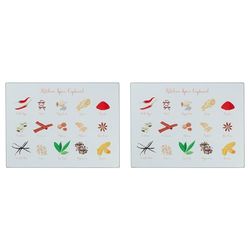 Tala Spice Design Toughened Glass Chopping Board and Work Top Saver, Non-Slip Multi-Functional Tool for Protecting Work Surfaces While preparing Foods, Measures 30cm x 40cm (Pack of 2)