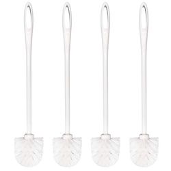 Toilet Brush White Soft Bristle Long Handle Toilet Brush and Holder Eco Plastic Toilet Bowl Brush Cleaner -14.17 inch Handle Length (4 Pack)