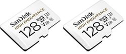 SanDisk 128GB High Endurance microSDXC card for IP cams & dash cams + SD adapter up to 10,000 Hours Full HD / 4K videos up to 100 MB/s UHS-I Class 10 U3 V30 (Pack of 2)