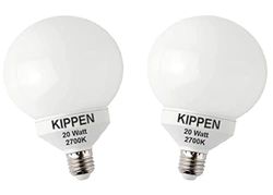 kippen 1414CK - Confezione 2 pezzi di Lampade a Risparmio Energetico Modello Globo, 20 Watt. Luce Calda 2700K. Attacco E27