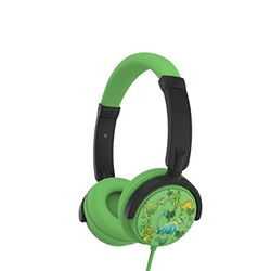 WE Casco Infantil WeKids (3 a 10 años) Ajustable y Giratorio, Limitado a 85 dB en Jack 3,5 mm, Salida Jack Que Permite conectar un Segundo Casco, Modelo Dino