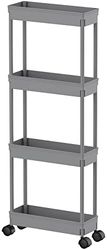 Sooyee Chariot de Rangement Fin à 4 étages, Chariot de Rangement à roulettes, étagère étroite, étagère de Salle de Bain, étagère Mobile pour Cuisine, Salle de Bain, buanderie, Gris