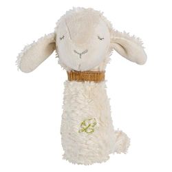 Fehn varilla sonajero oveja NATUR, Juguete de motricidad con sonajero y algodón orgánico, juguete para bebés que fomenta el aprendizaje temprano, fiel compañero para bebés y niños pequeños