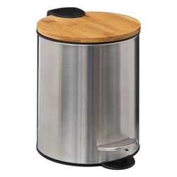 Five - Poubelle de salle de bain en Inox et Bambou Soft Close 3 L