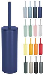 Spirella, Brosse WC avec Support Acier, Modèle Akira, tête Interchangeable et d'un Pot en Acier Solide, avec Récipient hygiénique, Brosse Toilette fermée, à Poser, Bleu Foncé Mat, 40 x 9.5 x 9.5 cm