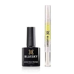 Bluesky Nail Primer For Gel Nails, Acid Free Gel Nail Prep Bonder Plus Cuticle Oil Pen for Nourished Nails