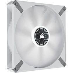 Corsair ML140 LED ELITE, 140 mm Ventola PWM LED Bianco (Tecnologia CORSAIR AirGuide, Cuscinetto a Levitazione Magnetica, Velocità da 1.600 RPM, Otto LED Brillant) Confezione Singola, Struttura Bianco