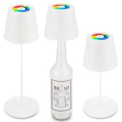 Briloner - Lampada da tavolo 3 in 1 RGBW LED senza fili IP44 con touch, dimmerabile all'infinito, lampada a bottiglia, bianco