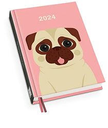 Dawid Ryski Agenda de poche 2024, illustré animal, avec calendrier hebdomadaire, format 11,3 x 16,3 cm