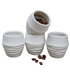Keramiska – espressomuggar set om 4 | Handgjorda espressokoppar i japansk stil. Perfekt för espresso, te, sprit och mycket mer. Diskmaskinssäker | innehåll: 4 x 100 ml kaffemugg utan handtag