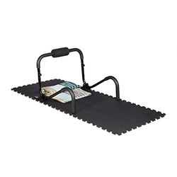 Relaxdays bechermmat fitness, set van 24, 30x30 cm, voor fitnessapparatuur, schokdempend, tegen geluidsoverlast, zwart