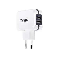 TooQ TQWC-1S02WT - väggladdare med 2 x USB (5V - 3,4 A, 17 W), med AiPower-teknik, för iPad/iPhone/Samsung/surfplattor/smartphones, färg vit