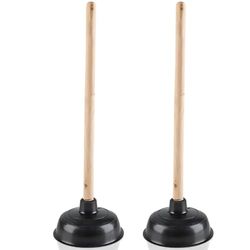 PARENCE.- Set de 2 tazas de desatasco manual - Inodoro, Lavabo, Lavabo, Ducha | Mango de madera maciza | Aplicación fácil y eficiente - 2 piezas