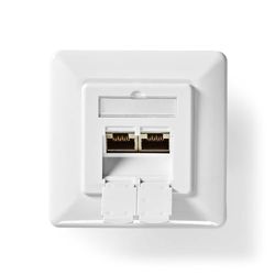 NEDIS Presa da Parete di Rete – da Incasso – 2 Porte (s) – CAT6 – Diritta – Presa – Placcato Oro – PVC – Bianco – Scatola