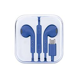 DCU TECNOLOGIC, Headphones, Wired Headphones with USB Connector, Microphone and Volume Control, Type C with Stereo Sound, Blue