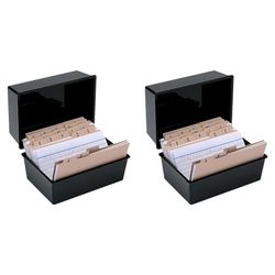 Q-Connect Card Index Box 152 x 102mm Black KF10010 (Pack of 2)