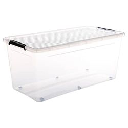 5five - caja de plástico transparente "clip n box" 75l