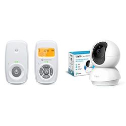 Motorola Nursery AM24 / MBP24 Baby Monitor Audio, Digital Bambini monitor con DECT & TP-Link Telecamera Wi-Fi Interno, Videocamera sorveglianza 1080P, Visione Notturna