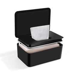 Boîte à lingettes humides, distributeur de lingettes humides pour bébé, boîte de rangement pour lingettes humides, boîte de rangement pour la maison et le bureau, noire