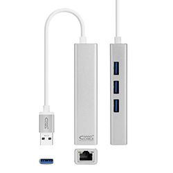 Conversor USB 3.0 a Ethernet Gigabit + 3 Puertos USB 3.0, 15 cm, Ideal para conectar múltiples Dispositivos y Mejorar la conectividad.