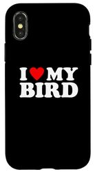 Carcasa para iPhone X/XS I Love My Bird, I Heart My Bird