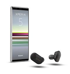 Sony Xperia 5 Bundle, 6,1 tum FHD+ HDR OLED 21:9 display, 6 GB RAM, 128 GB minne, grå + WF-1 000 XM3 True Wireless Noise Cancelling hörlurar, svart