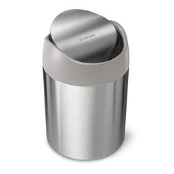 simplehuman, mini poubelle, acier inoxydable brossé avec dessus gris, 1.5 litres