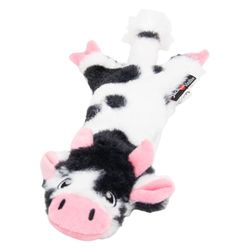 JACK AND VANILLA, Jouet en Peluche Vache Blanc/Noir, pour Chiens, 45 cm, Design réaliste, sonore et Lavable, idéal pour Les Jeux interactifs, Couleur vive, Modèle Flatties
